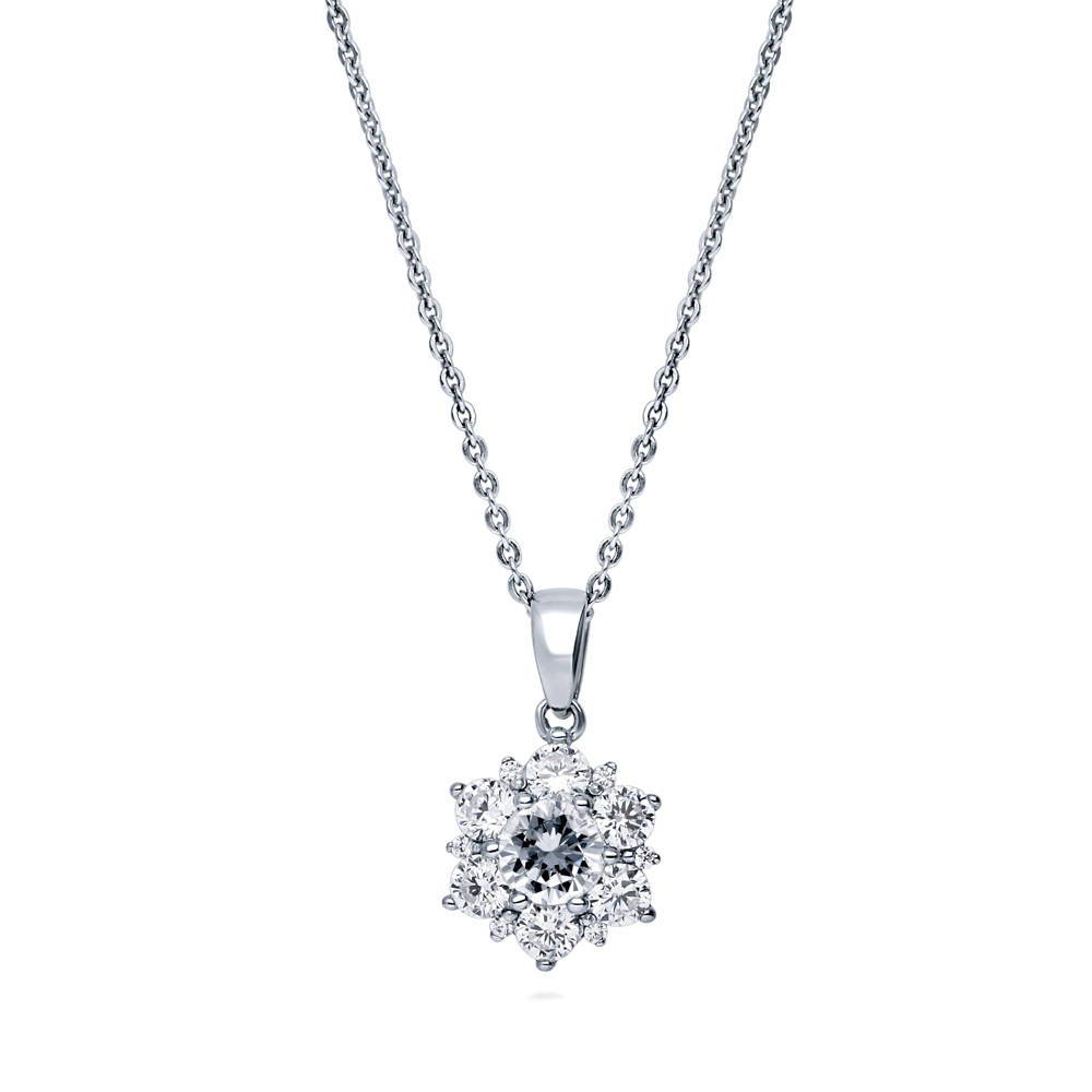 Sterling Silver Flower CZ Pendant Necklace #N1247-01 – BERRICLE