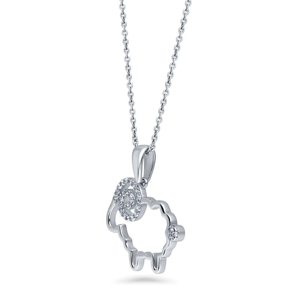 Sterling Silver Sheep CZ Fashion Pendant Necklace #N1282-01 – BERRICLE