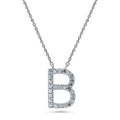 Initial Letter CZ Necklace in Sterling Silver, B