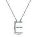 Initial Letter CZ Necklace in Sterling Silver, E