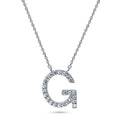 Initial Letter CZ Necklace in Sterling Silver, G