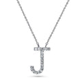 Initial Letter CZ Necklace in Sterling Silver, J