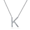 Initial Letter CZ Necklace in Sterling Silver, K