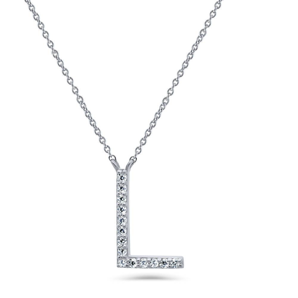 Sterling Silver Initial Letter CZ Pendant Necklace #N1379 – BERRICLE