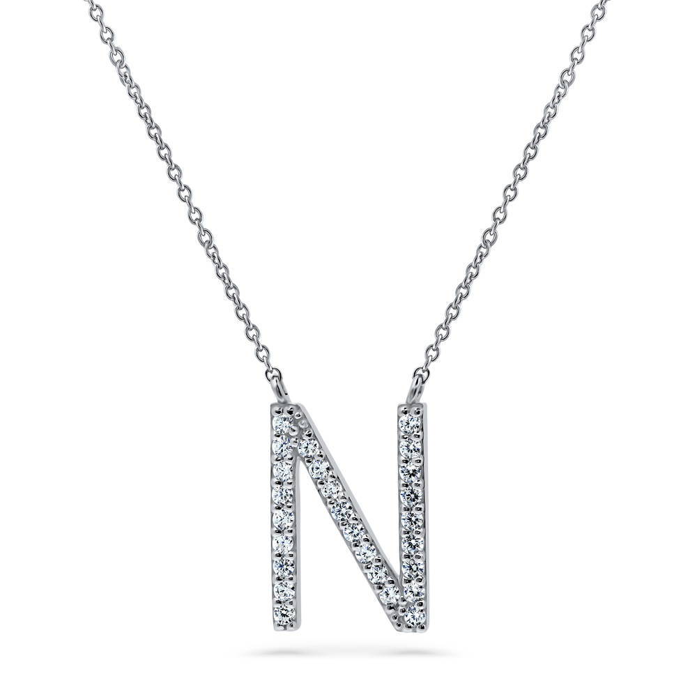 Sterling Silver Initial Letter CZ Pendant Necklace #N1379 – BERRICLE