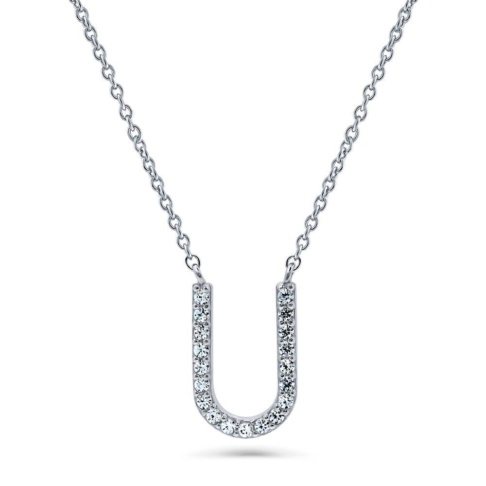 Sterling Silver Initial Letter CZ Pendant Necklace #N1379 – BERRICLE