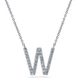 Initial Letter CZ Necklace in Sterling Silver, W