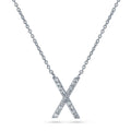 Initial Letter CZ Necklace in Sterling Silver, X