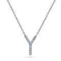 Initial Letter CZ Necklace in Sterling Silver, Y