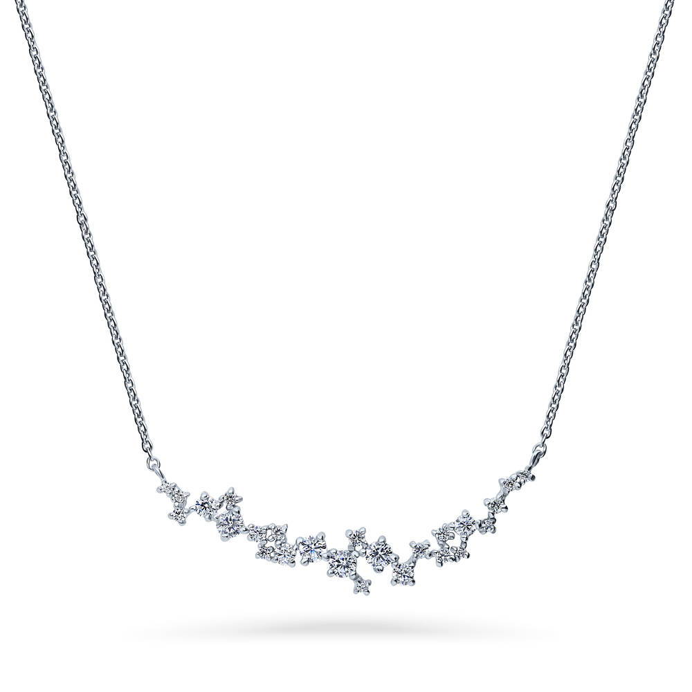 Sterling Silver Cluster Bar Cubic Zirconia Pendant Necklace – BERRICLE