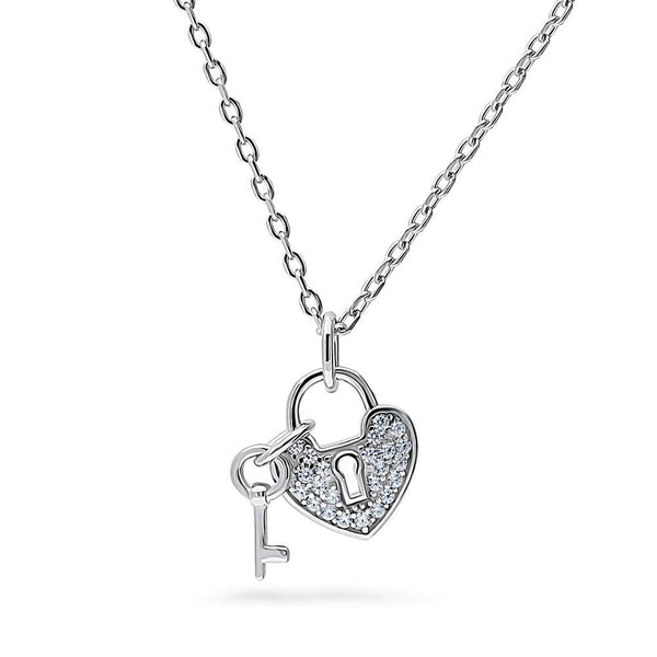 Heart and Key Necklace in Sterling Silver by oNecklace