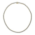 CZ Tennis Necklace in Sterling Silver 17 inch, Yellow Gold Flashed