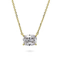 Solitaire East-West 3.5ct Radiant CZ Necklace in Sterling Silver, Yellow Gold Flashed