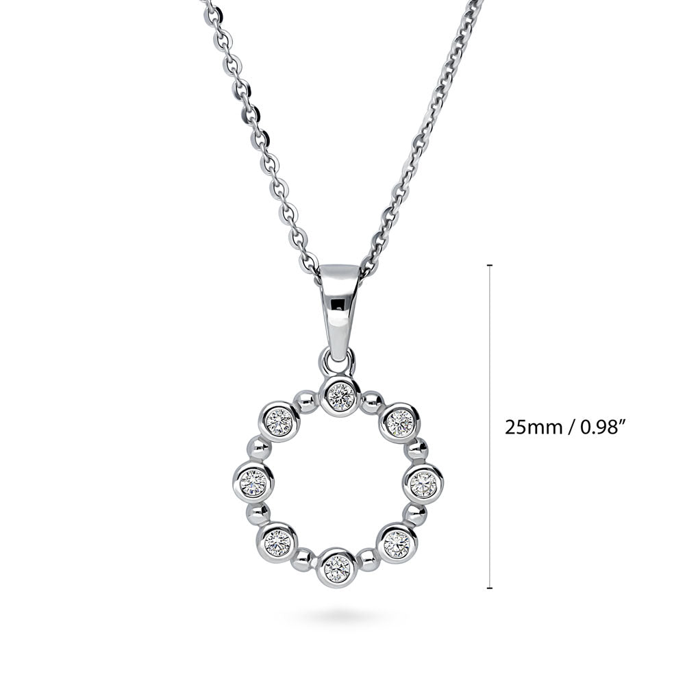 Classic Sterling Silver Bezel-Set CZ with Plain Open Circle