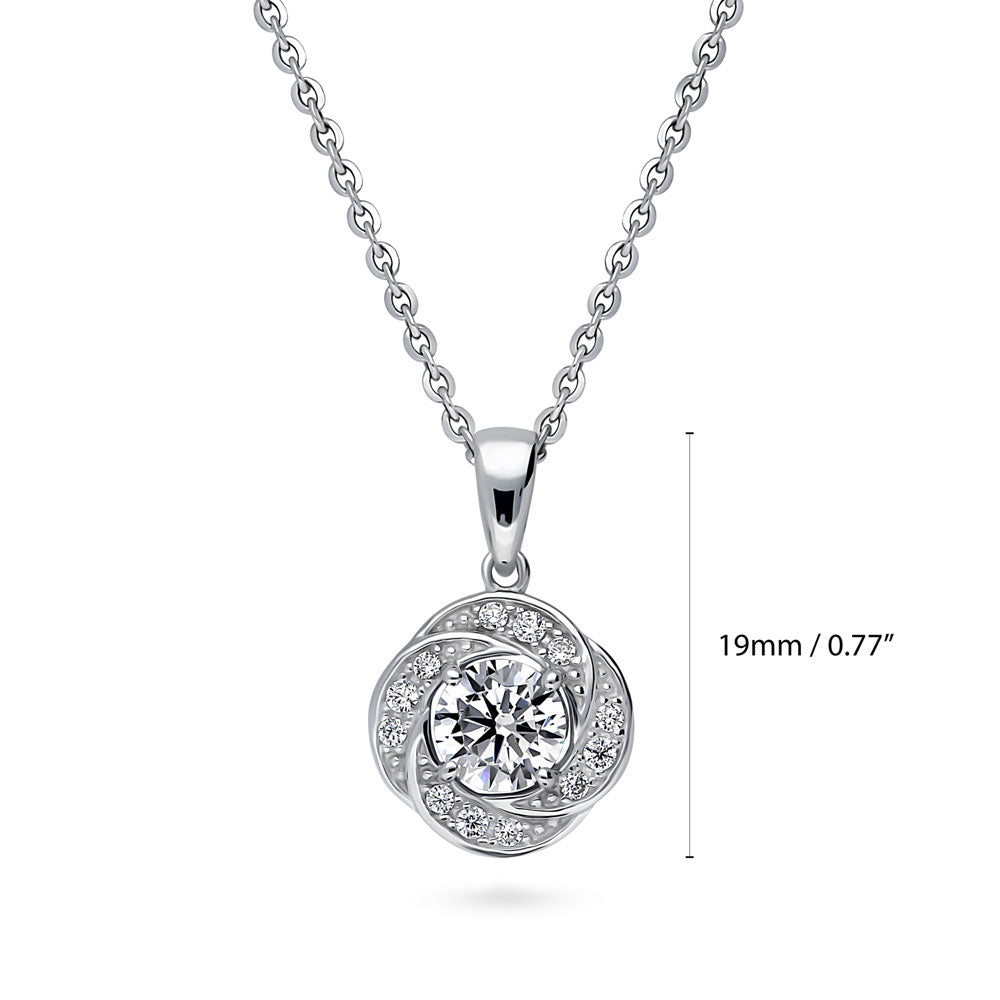 Angle view of Flower Woven CZ Pendant Necklace in Sterling Silver, 5 of 9