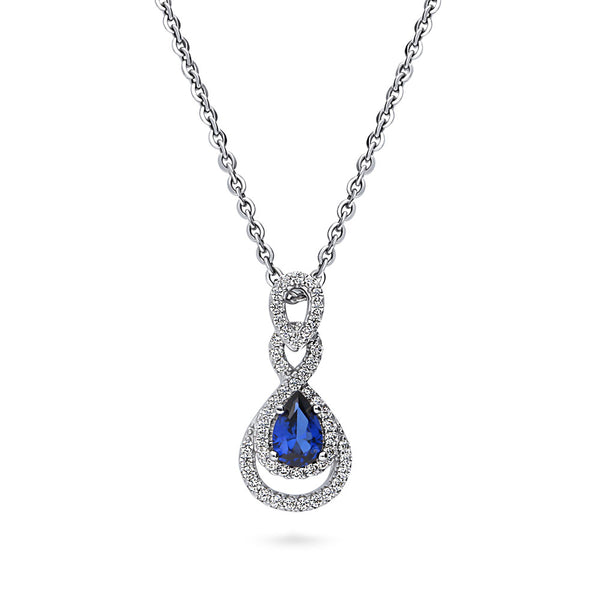 Blue Fire Opal and Tazanite Teardrop star with CZ round shape gold plated sterling store silver pendant necklace