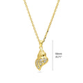 Front view of Seashell CZ Pendant Necklace in Sterling Silver, Yellow Gold Flashed