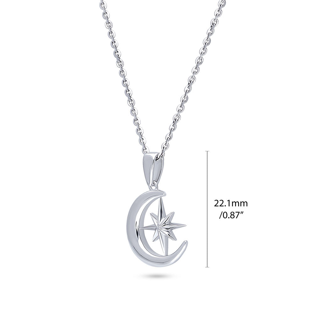 Sterling silver crescent moon deals and star necklace