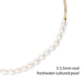 Front view of Paperclip Cultured Pearl Link Chain Necklace in Sterling Silver, Yellow Gold Flashed