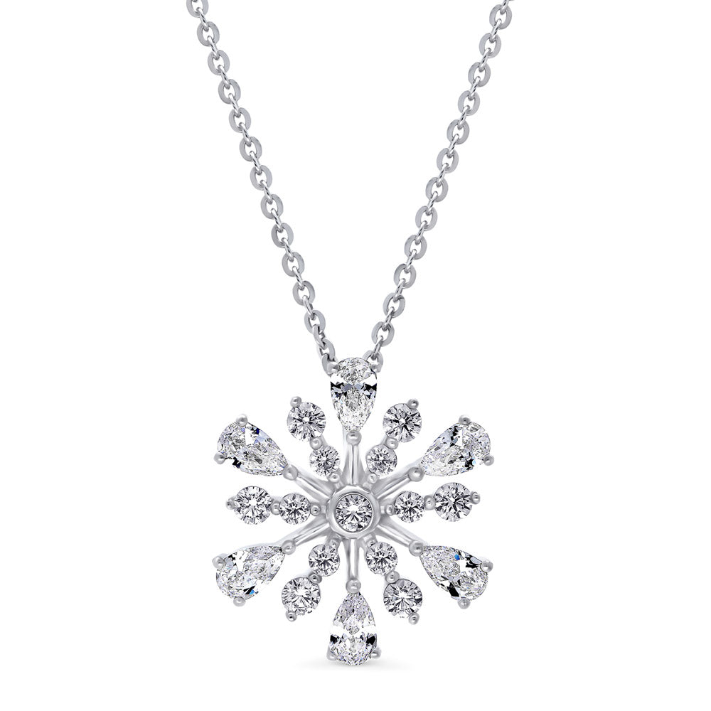 Sterling Silver Snowflake CZ Fashion Pendant Necklace #N1701-01 – BERRICLE