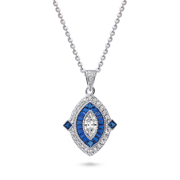 Berricle Sterling Silver Navette Cubic Zirconia CZ Halo Anniversary Pendant Necklace Valentines Day Gift