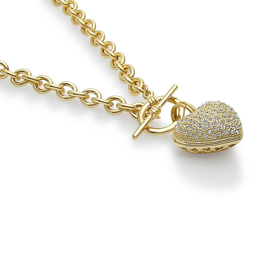 14K Yellow Gold Polished Heart Charm Toggle Necklace - 9940236 | HSN