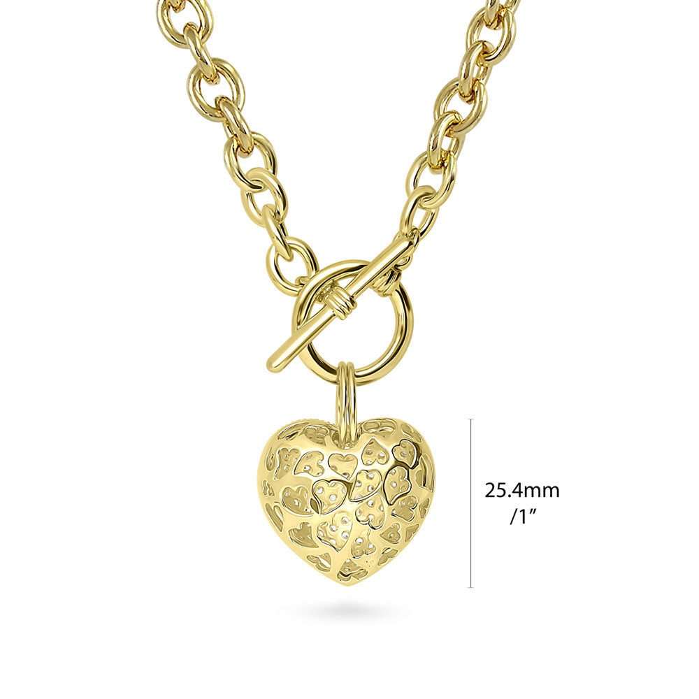 2 Tone Heart Cubic Zirconia CZ Pendant Necklace BERRICLE
