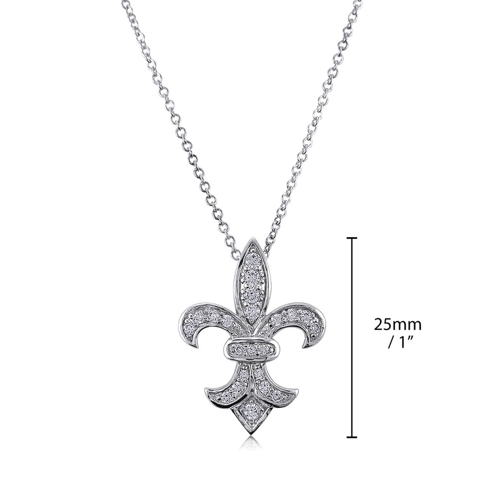 Sterling Silver Fleur De Lis CZ Pendant Necklace #N516 – BERRICLE
