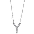 Initial Letter CZ Necklace in Sterling Silver, Y