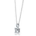 Front view of Solitaire Princess CZ Necklace in Sterling Silver