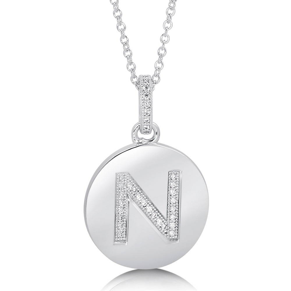 Sterling Silver Initial Letter CZ Pendant Necklace #N1146 – BERRICLE