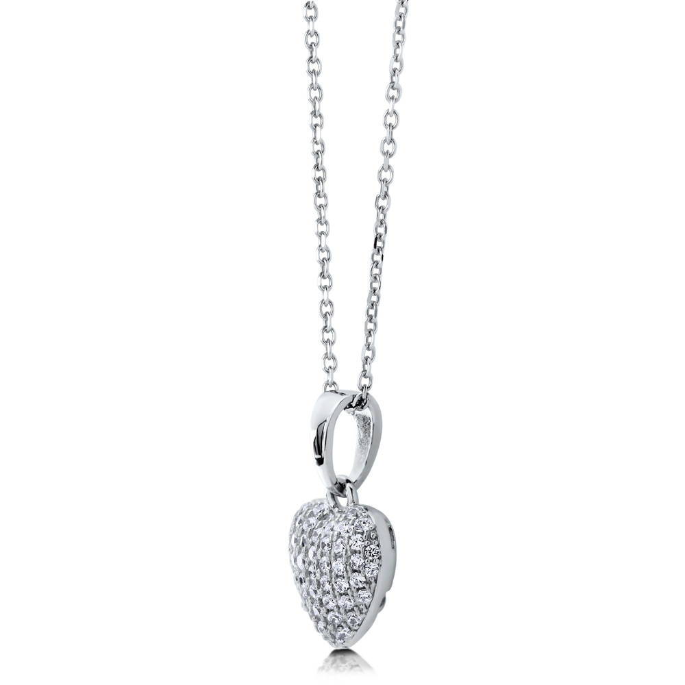 Sterling Silver Heart CZ Anniversary Pendant Necklace #N989-Z