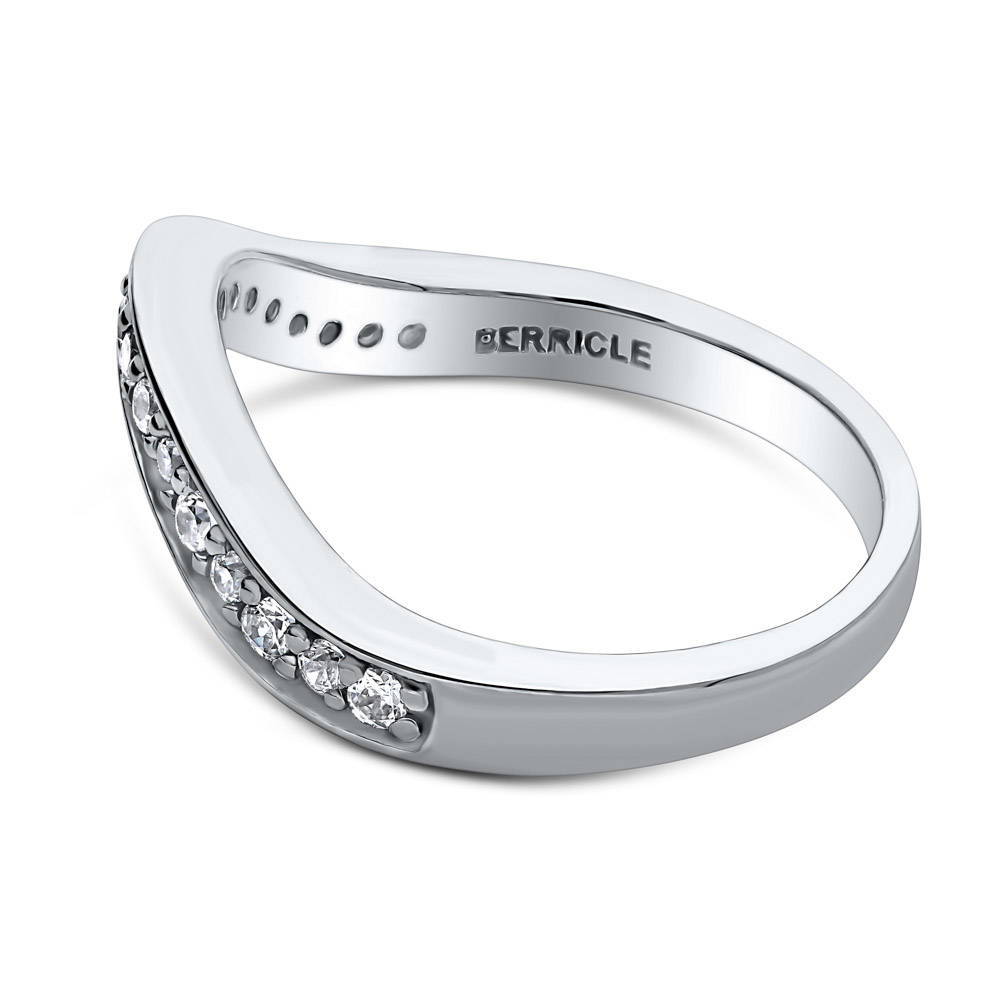 Angle view of Pave CZ Eternity Ring in Sterling Silver, 4 of 6