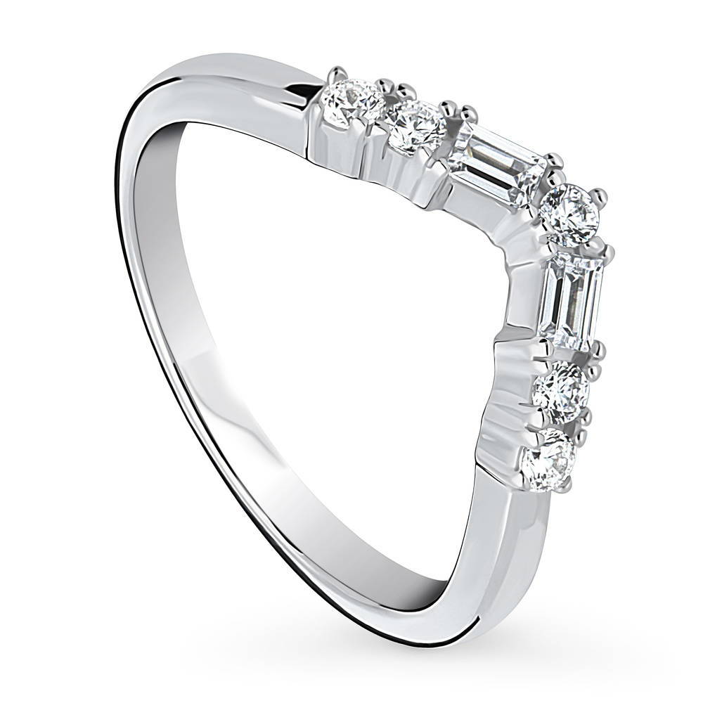 Front view of 7-Stone Wishbone CZ Band in Sterling Silver, 4 of 9