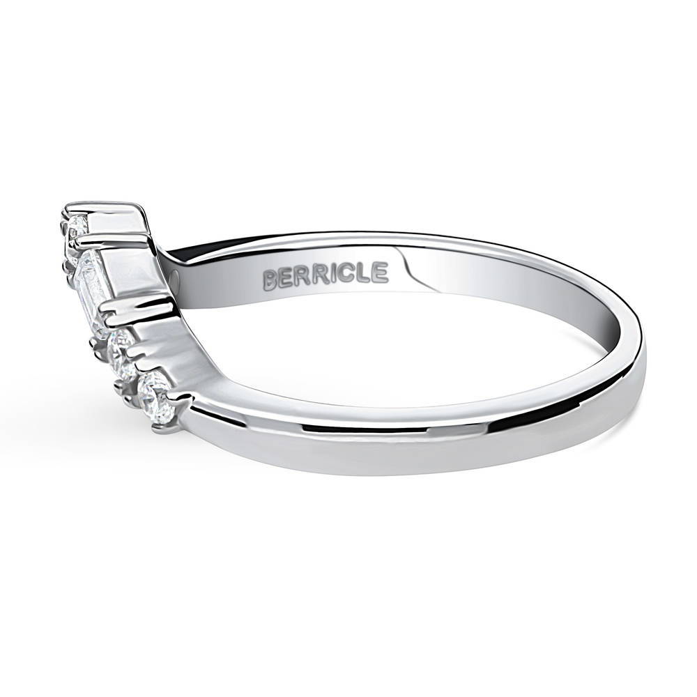 Angle view of 7-Stone Wishbone CZ Band in Sterling Silver, 5 of 9