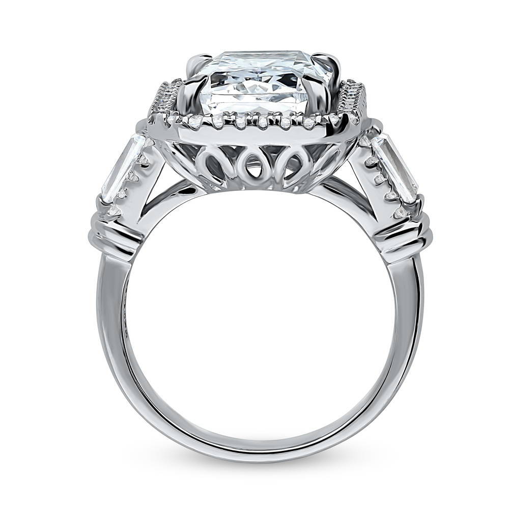 Alternate view of Halo Radiant Cut CZ Ring in Sterling Silver, 5 of 6