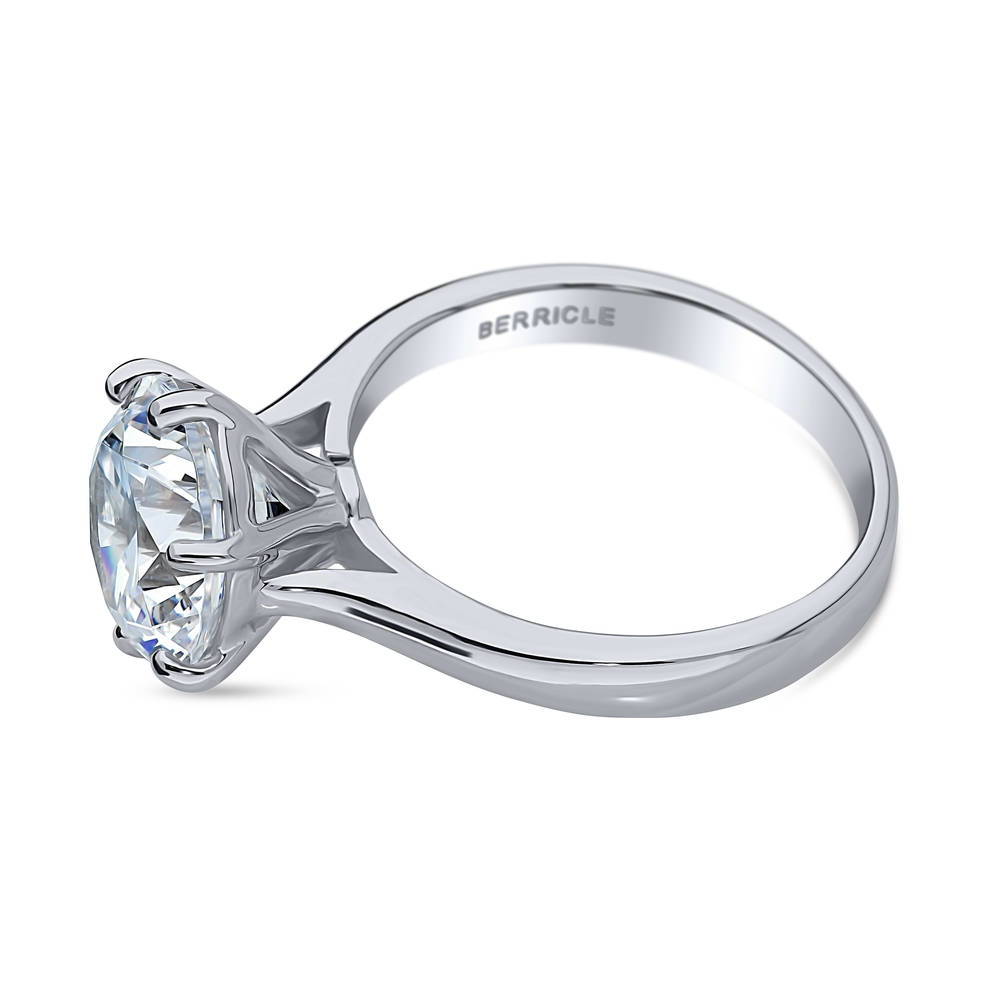 Angle view of Solitaire 3.8ct CZ Ring in Sterling Silver, 5 of 7