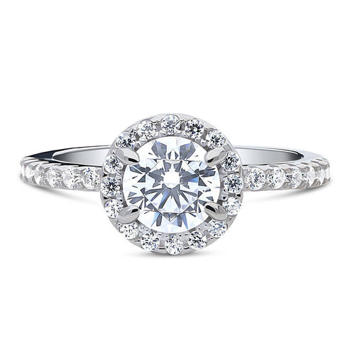 Sterling Silver Halo Round CZ Wedding Engagement Promise Ring #R1244-02 ...