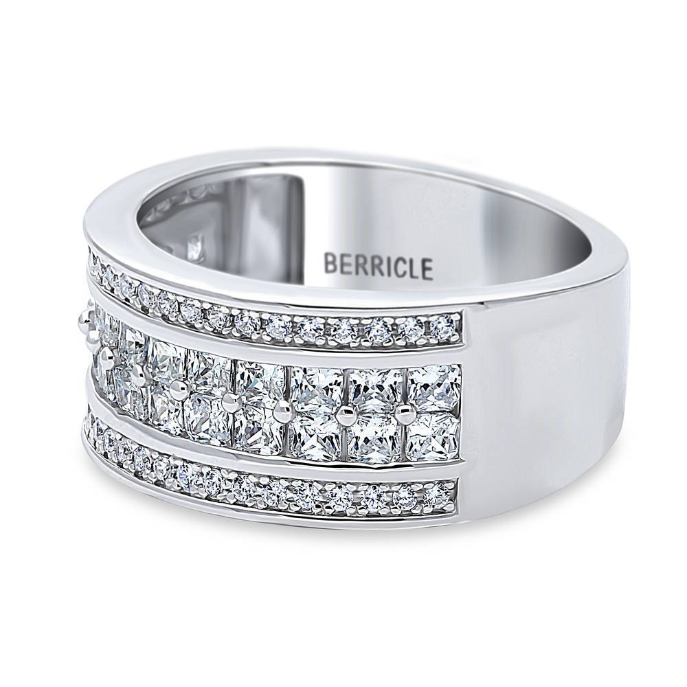 Angle view of Channel CZ Eternity Ring in Sterling Silver, 5 of 7