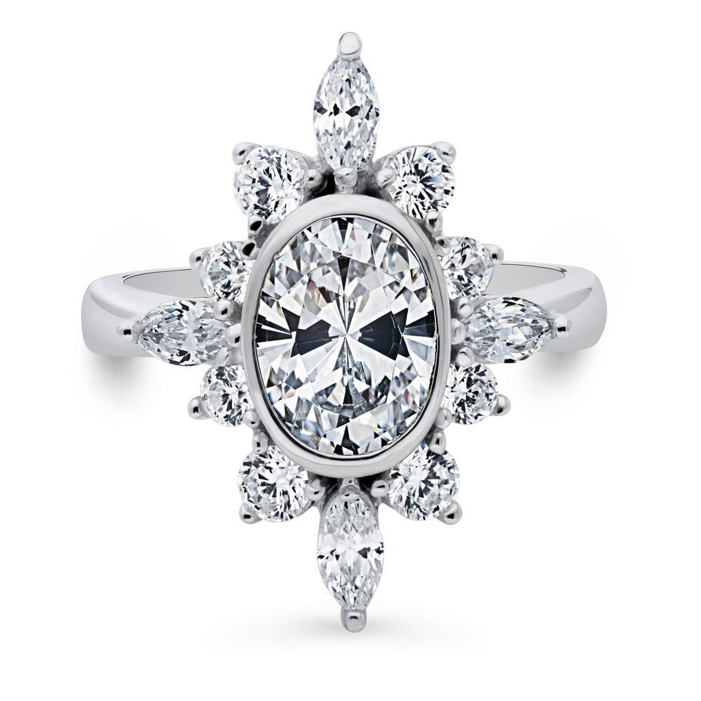 Flower Art Deco CZ Ring in Sterling Silver, 1 of 9