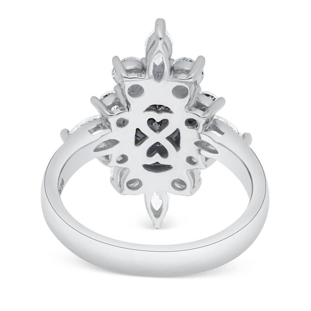 Side view of Flower Art Deco CZ Ring in Sterling Silver, 8 of 9