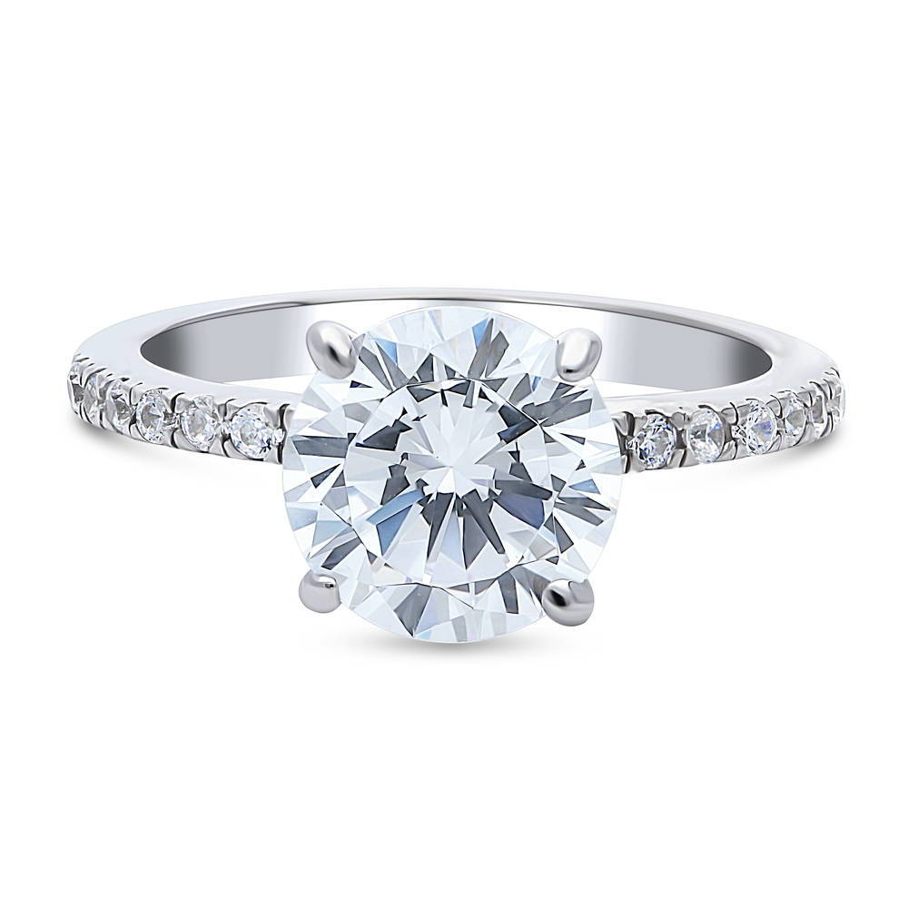 Sterling Silver Solitaire 2.7ct Round CZ Engagement Promise Ring #R1350 ...