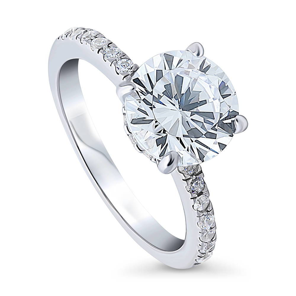 Sterling Silver Solitaire 2.7ct Round CZ Engagement Promise Ring