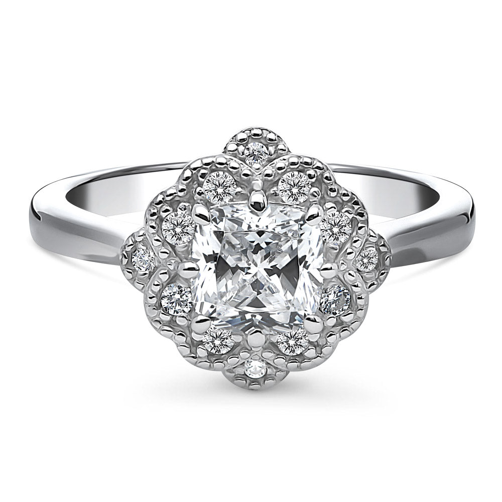 Flower Halo CZ Ring in Sterling Silver, 1 of 8