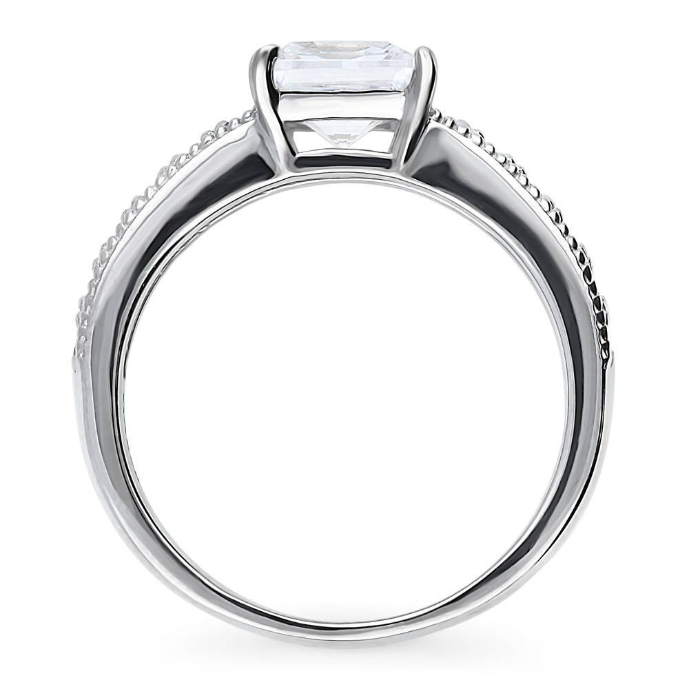 Alternate view of Solitaire Milgrain 1.2ct Princess CZ Ring in Sterling Silver, 8 of 9