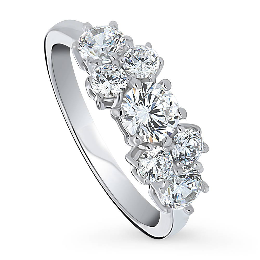 Front view of Flower CZ Ring in Sterling Silver, 4 of 9