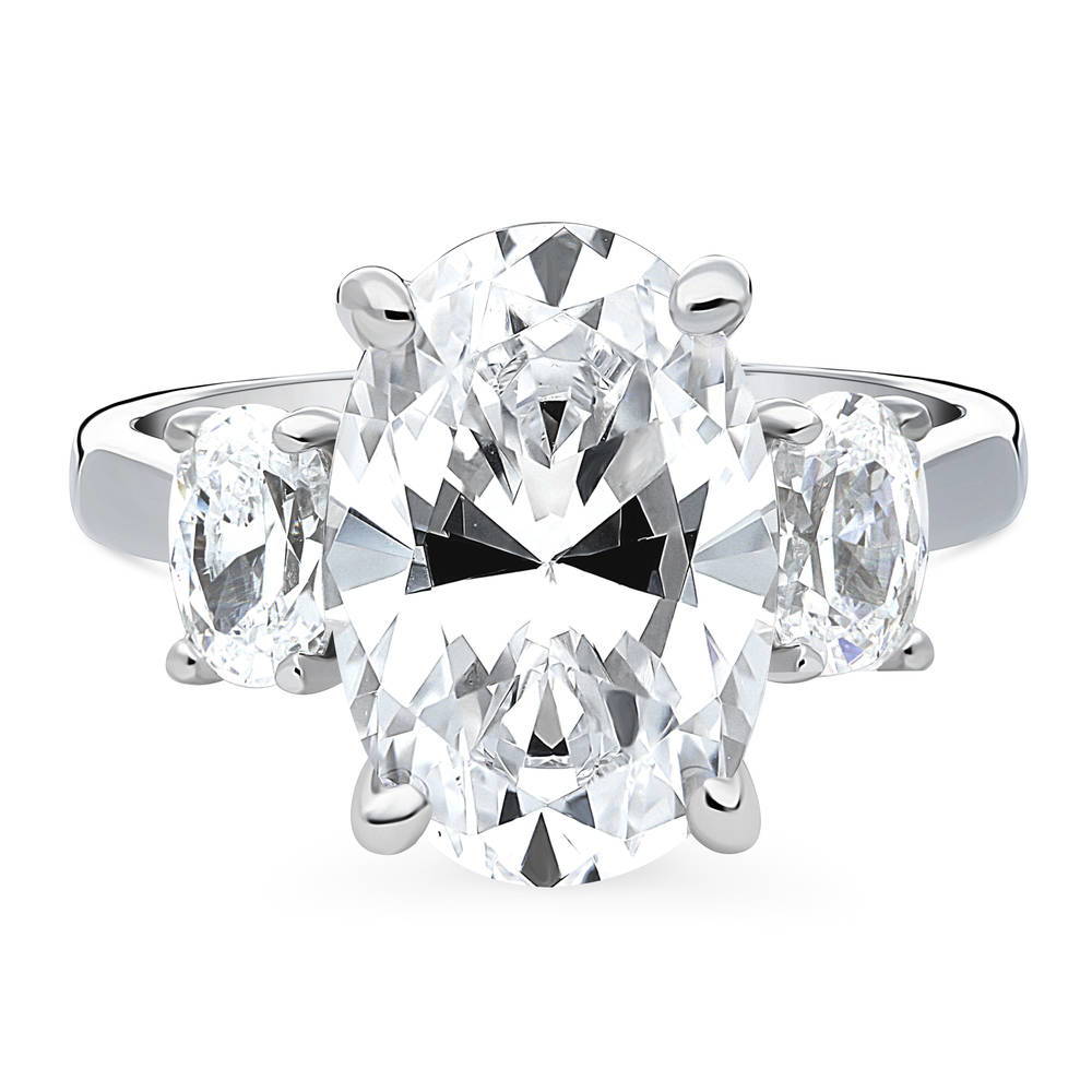 3-Stone Oval CZ Statement Ring in Sterling Silver, 1 of 14