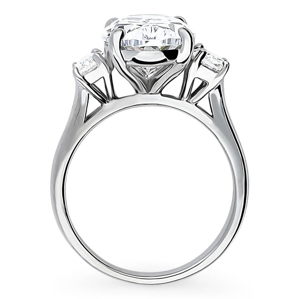 Alternate view of 3-Stone Oval CZ Statement Ring in Sterling Silver, 8 of 14