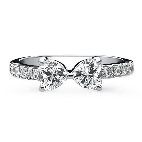 Sterling Silver Bow Tie Heart CZ Fashion Ring #R1526-01 – BERRICLE