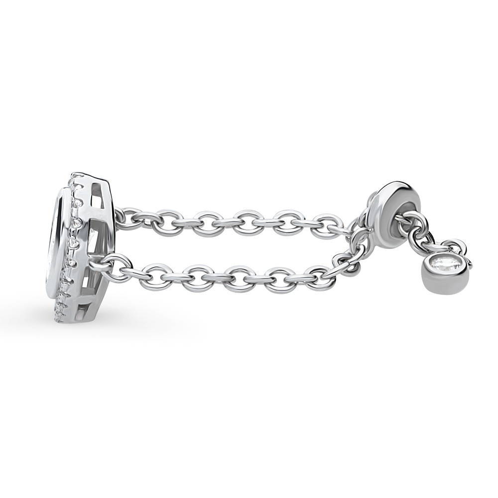 Front view of Halo Pear CZ Chain Ring in Sterling Silver, 4 of 8